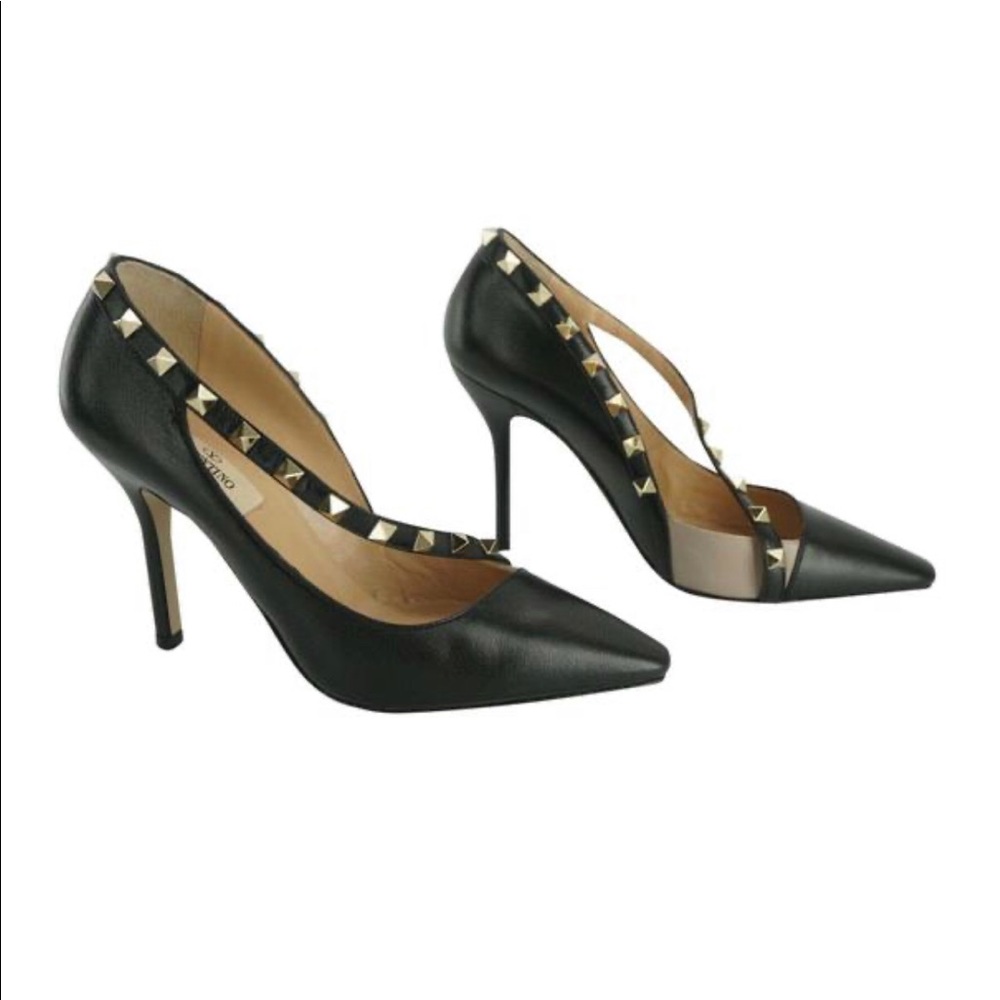 VALENTINO Leather Rockstud D'orsay Strappy Pumps - Picture 2 of 11